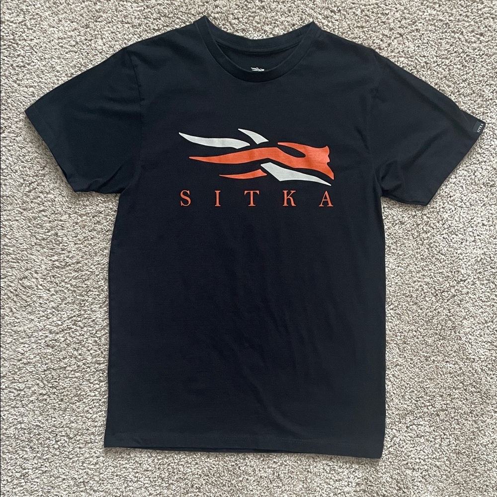 Sitka Black and Orange Men's Short Sleeve Tee